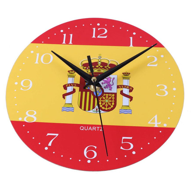 Ronde wandklok met vlag voor voetbalfan