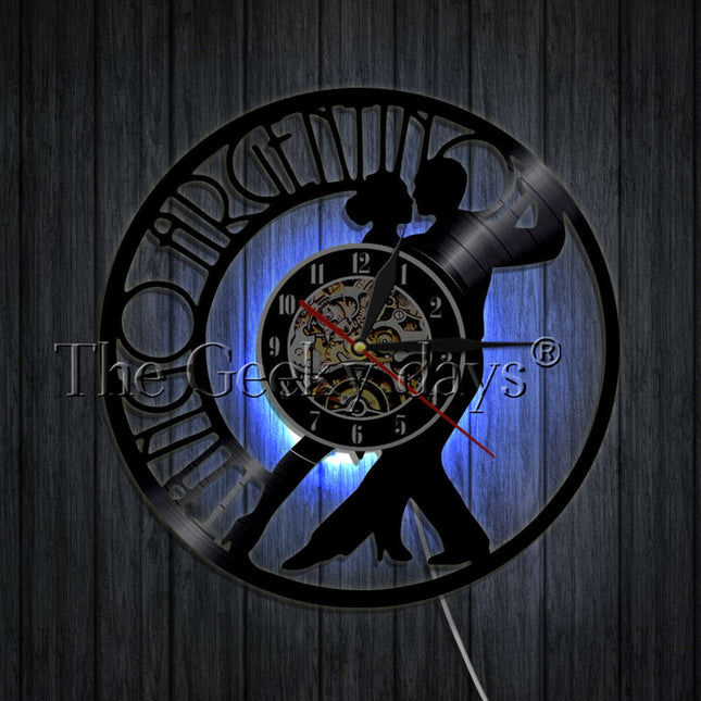 Vinyl klok met tango dansers