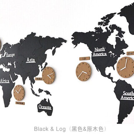 Moderne wereldkaart klok met tijdzones