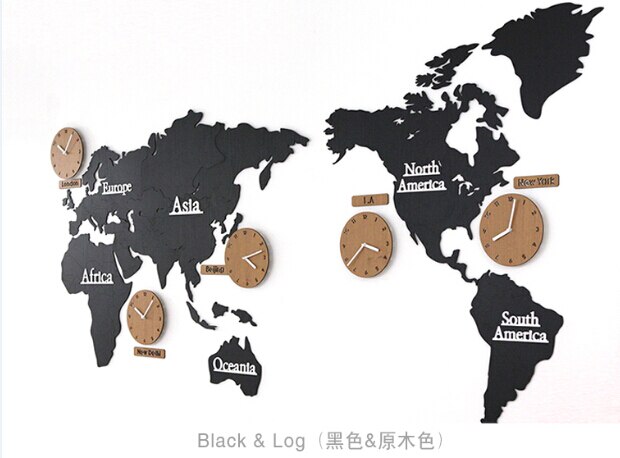 Moderne wereldkaart klok met tijdzones
