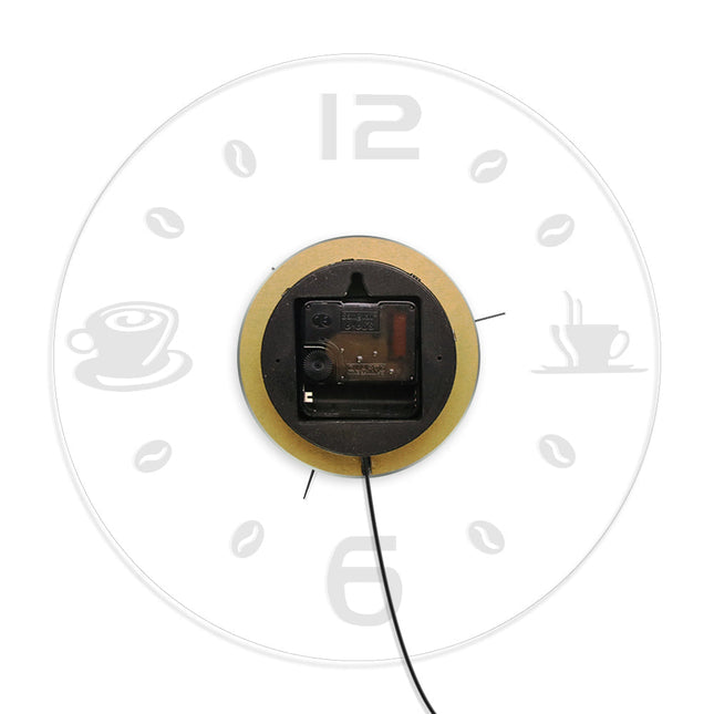 Koffie thema wandklok met led verlichting