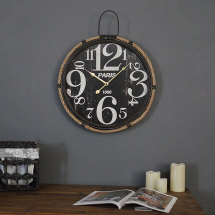 Industriële wandklok met touw Parijs stijl