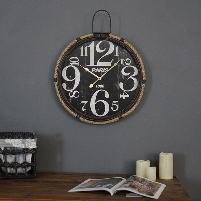Industriële wandklok met touw Parijs stijl