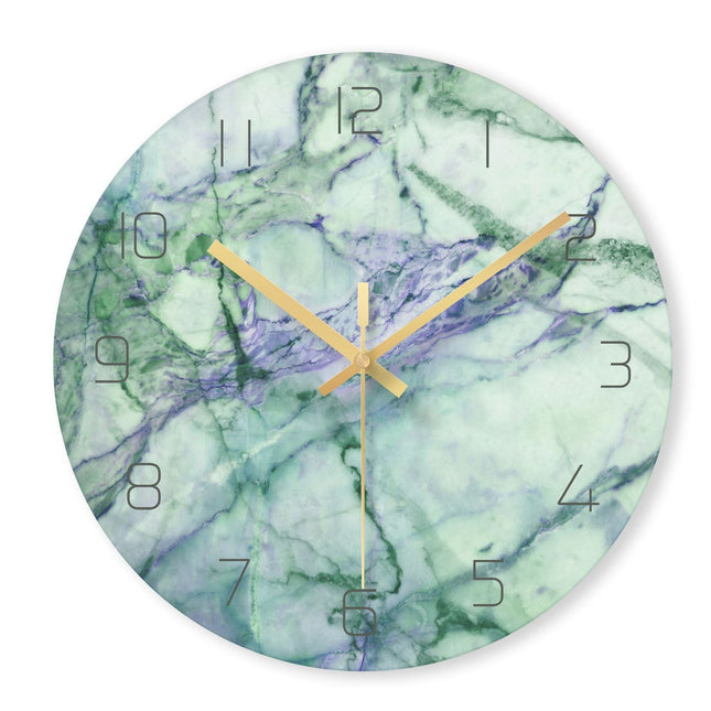 Wandklok met Witte Marmerlook en Goud