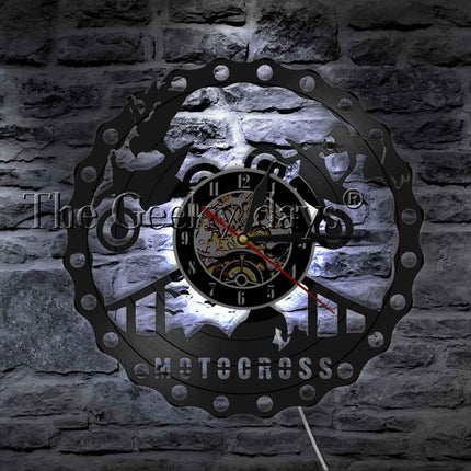 Wandklok motorcross design van vinylplaat