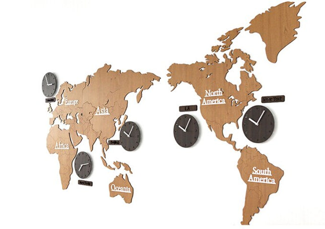 Moderne wereldkaart klok met tijdzones