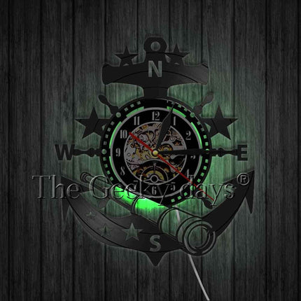 Marine vinylplaat klok met anker