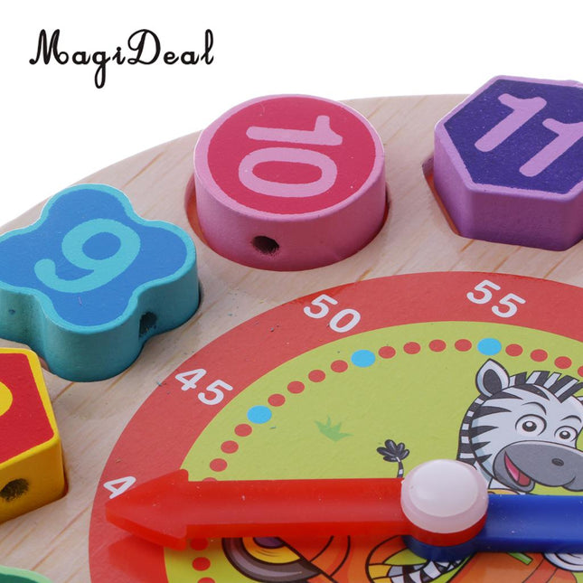 Houten puzzelklok om te leren klokkijken