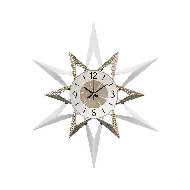 Moderne Stervormige Wandklok Wit Goud