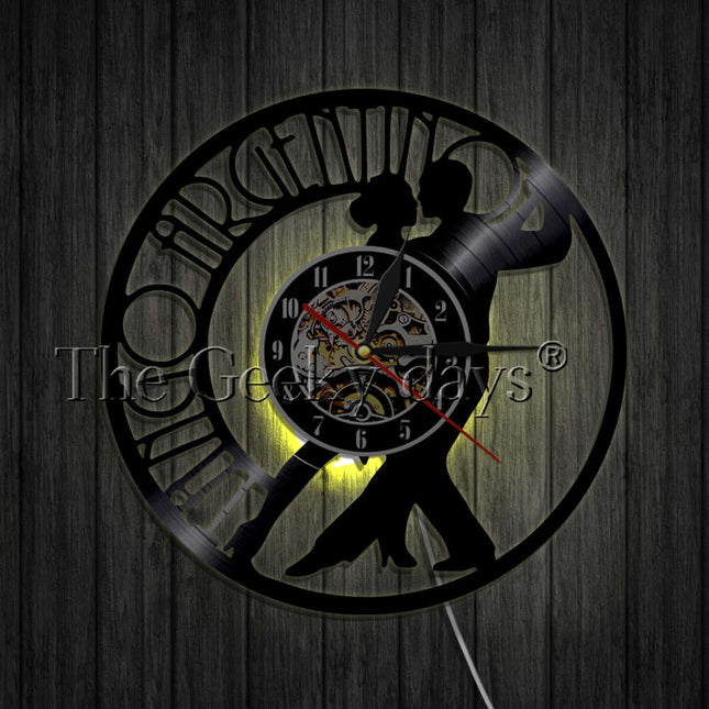 Vinyl klok met tango dansers