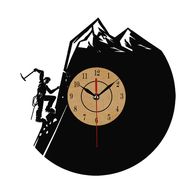 Vinyl wandklok met klimmen thema