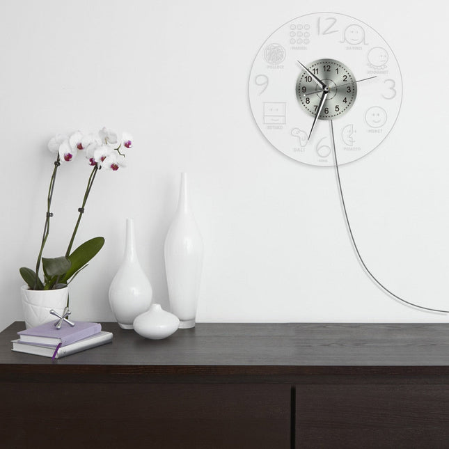 Moderne kunst wandklok met led verlichting