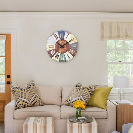 Grote vintage wandklok met Romeinse cijfers