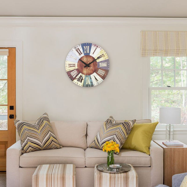 Grote vintage wandklok met Romeinse cijfers