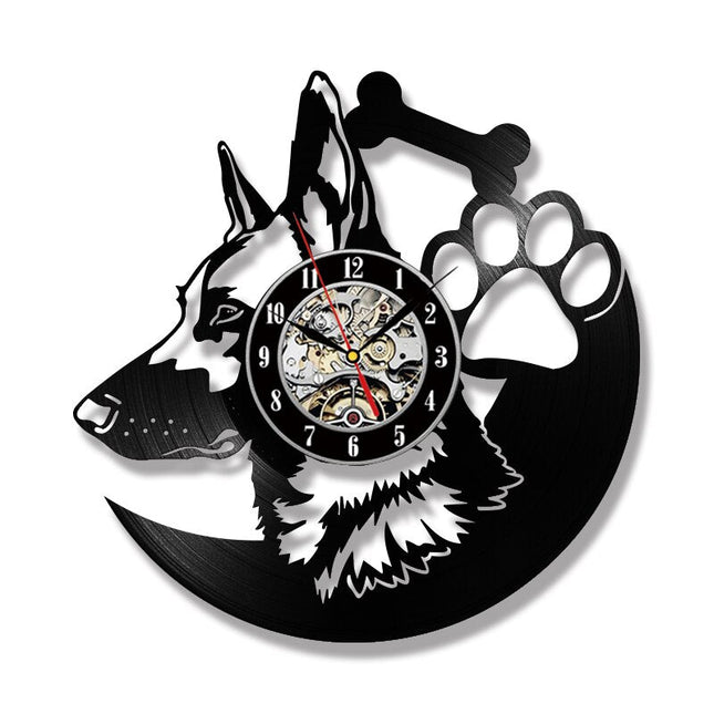 Vinyl wandklok met Duitse herder