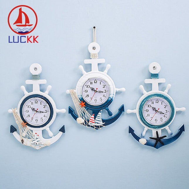 Maritieme wandklok in de vorm van anker