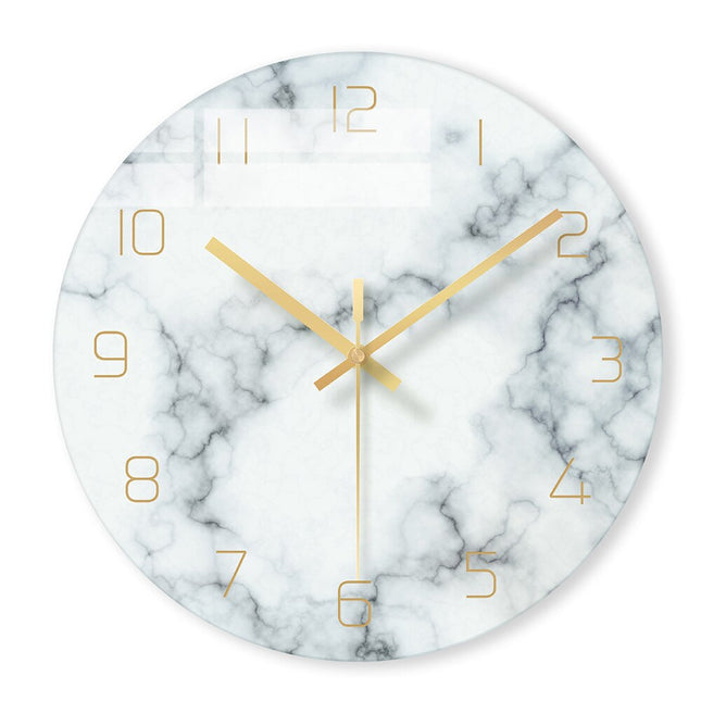 Luxe Wandklok Marmerpatroon Gouden Cijfers
