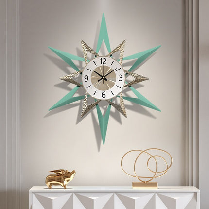 Moderne Stervormige Wandklok Wit Goud