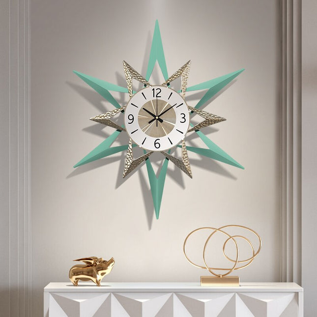 Moderne Stervormige Wandklok Wit Goud