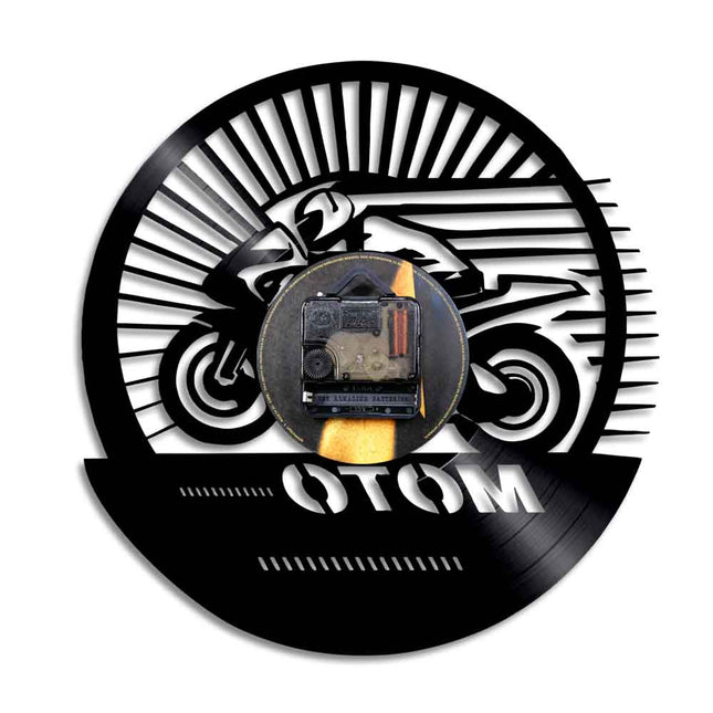 Wandklok race motor van vinylplaat