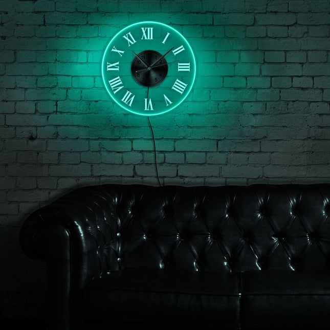 Wandklok Romeinse cijfers met led verlichting