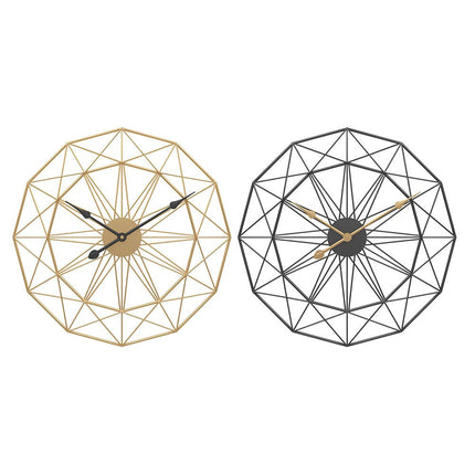 Grote Gouden Metalen Wandklok Geometrisch