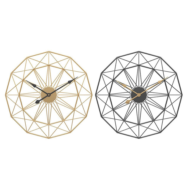 Grote Gouden Metalen Wandklok Geometrisch