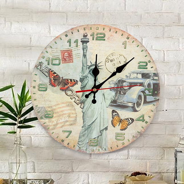 Originele houten wandklok met uilen