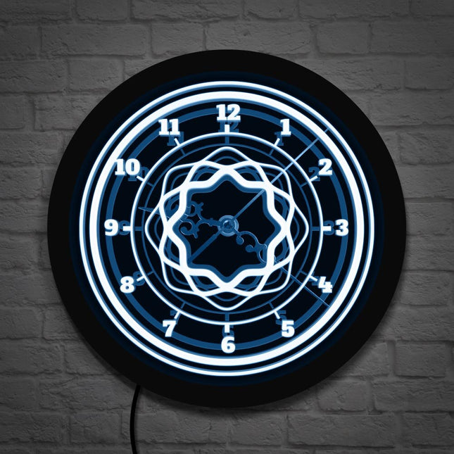 Abstracte design wandklok met led licht