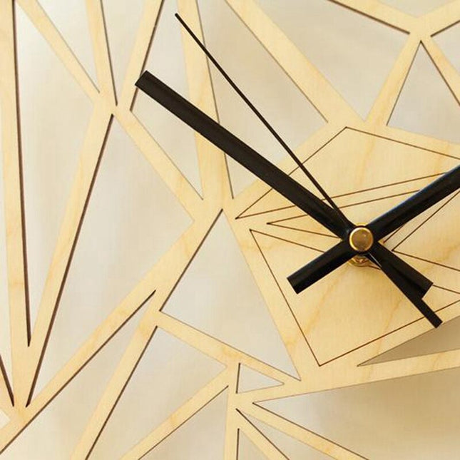 Geometrische houten wandklok met grijs