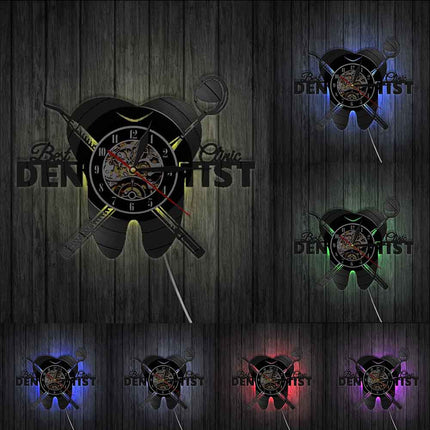 Originele vinyl klok voor tandartspraktijk