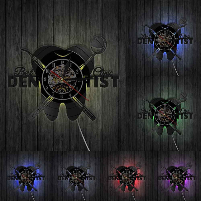 Originele vinyl klok voor tandartspraktijk