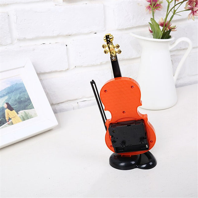 Houten tafelklok in vorm van viool