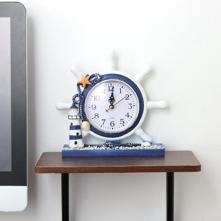 Maritieme tafelklok in stuurwiel vorm