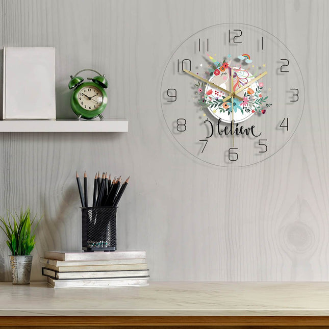 Leuke eenhoorn wandklok voor kinderkamer