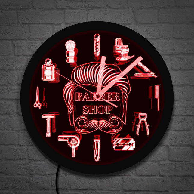 Led wandklok voor in de barbershop