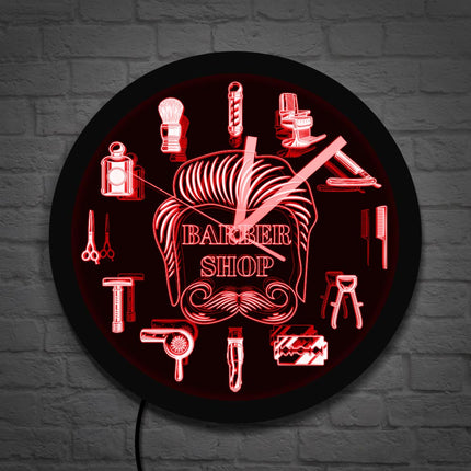 Led wandklok voor in de barbershop