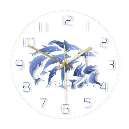 Mooie wandklok met springende dolfijnen