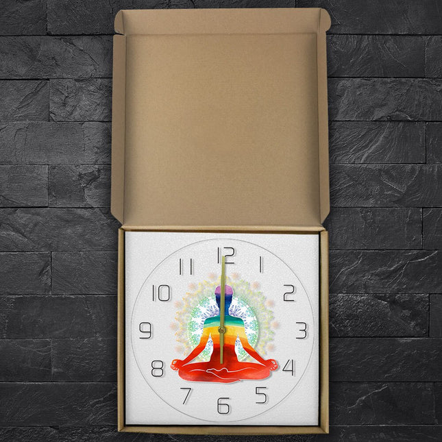 Wandklok met yoga pose voor rust