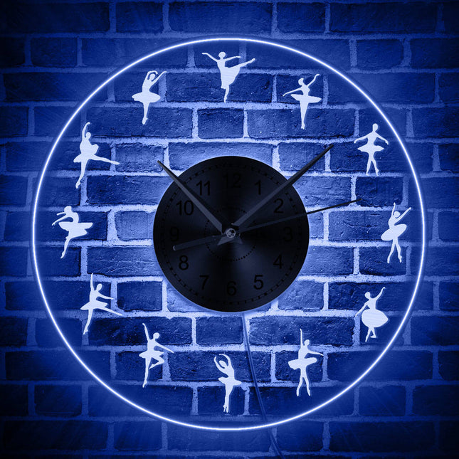 Ballerina wandklok met led verlichting