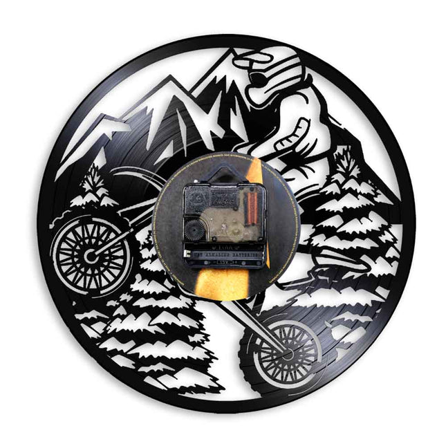Originele motorcross wandklok van vinylplaat