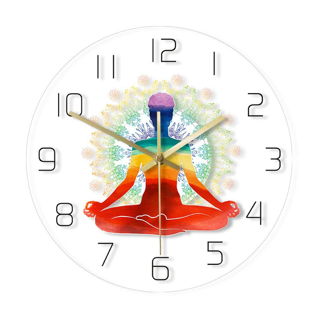 Wandklok met yoga pose voor rust