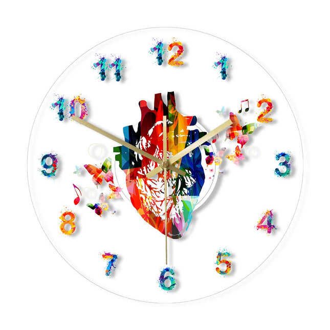 Moderne acryl wandklok anatomisch hart