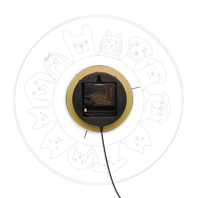 Wandklok met kleine hondenrassen en led