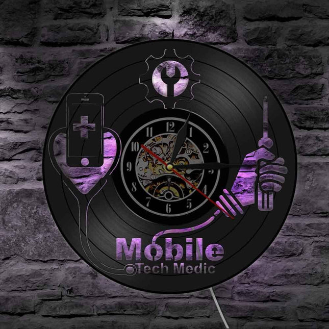 Vinyl klok voor telefoon reparatie service