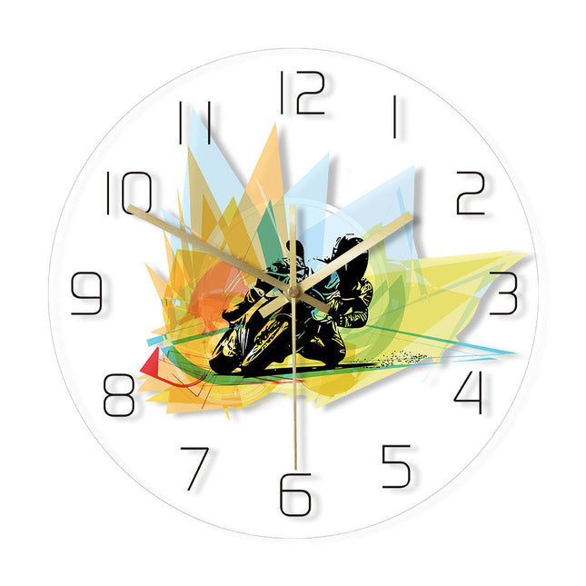 Moderne wandklok voor motorrace fans