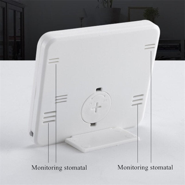 Witte digitale bureauklok met thermometer