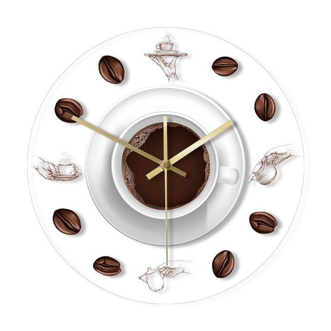 Keuken wandklok met kopje koffie