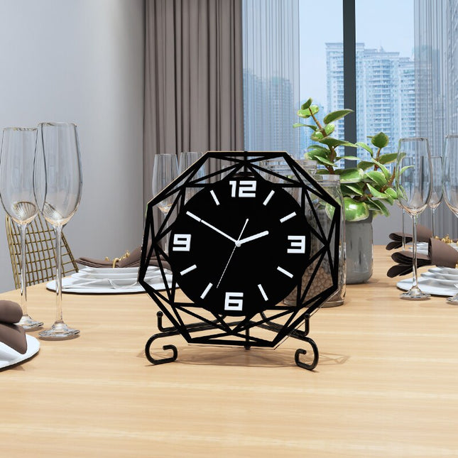 Geometrische design tafelklok van metaal