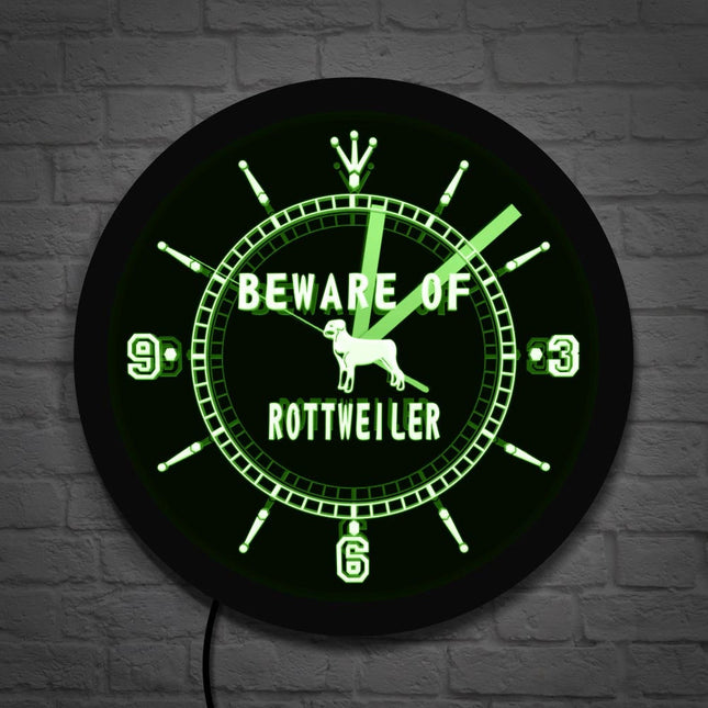 Rottweiler honden wandklok met led licht